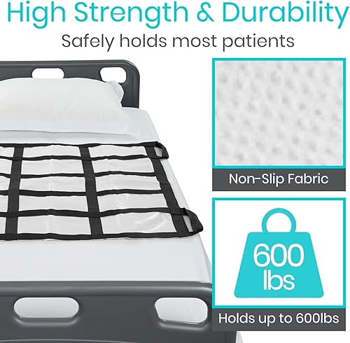 Miniatura 4 de Vive Manta de transferencia con asas de 35 x 34 pulgadas, almohadilla de posicionamiento de cama, correas, reutilizable, lavable, dispositivo de