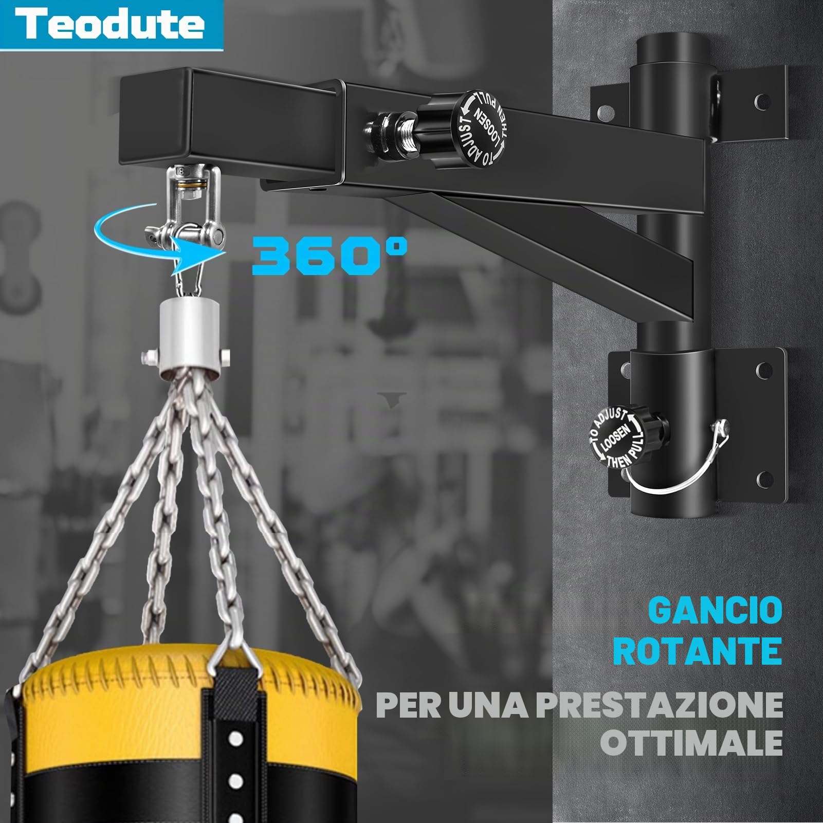 360kg Regolabile e Girevole Supporto per Sacco da Boxe