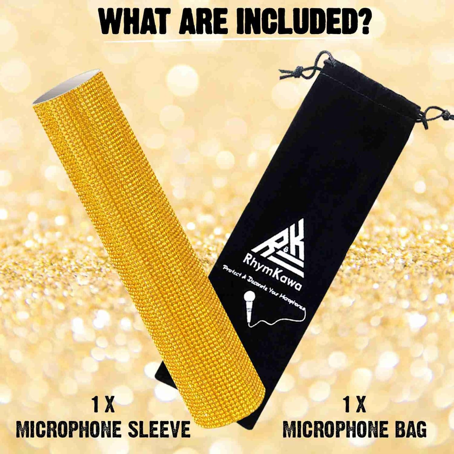 Decorative Sleeve for Wireless Microphone, 3-Pack Shiny Cover for Handheld Microphone in Silver, Gold and Pink-Color