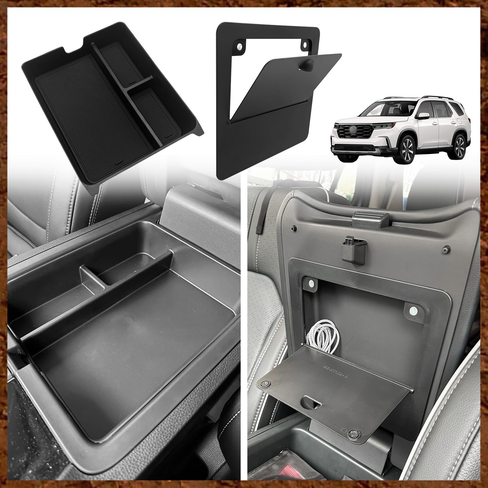 for Pilot 2023 Center Console Organizer and Magnet Armrest Hidden Storage Box Compatible with Honda Pilot 2023-2024 Sport EX-L Trail Sport Touring Elite