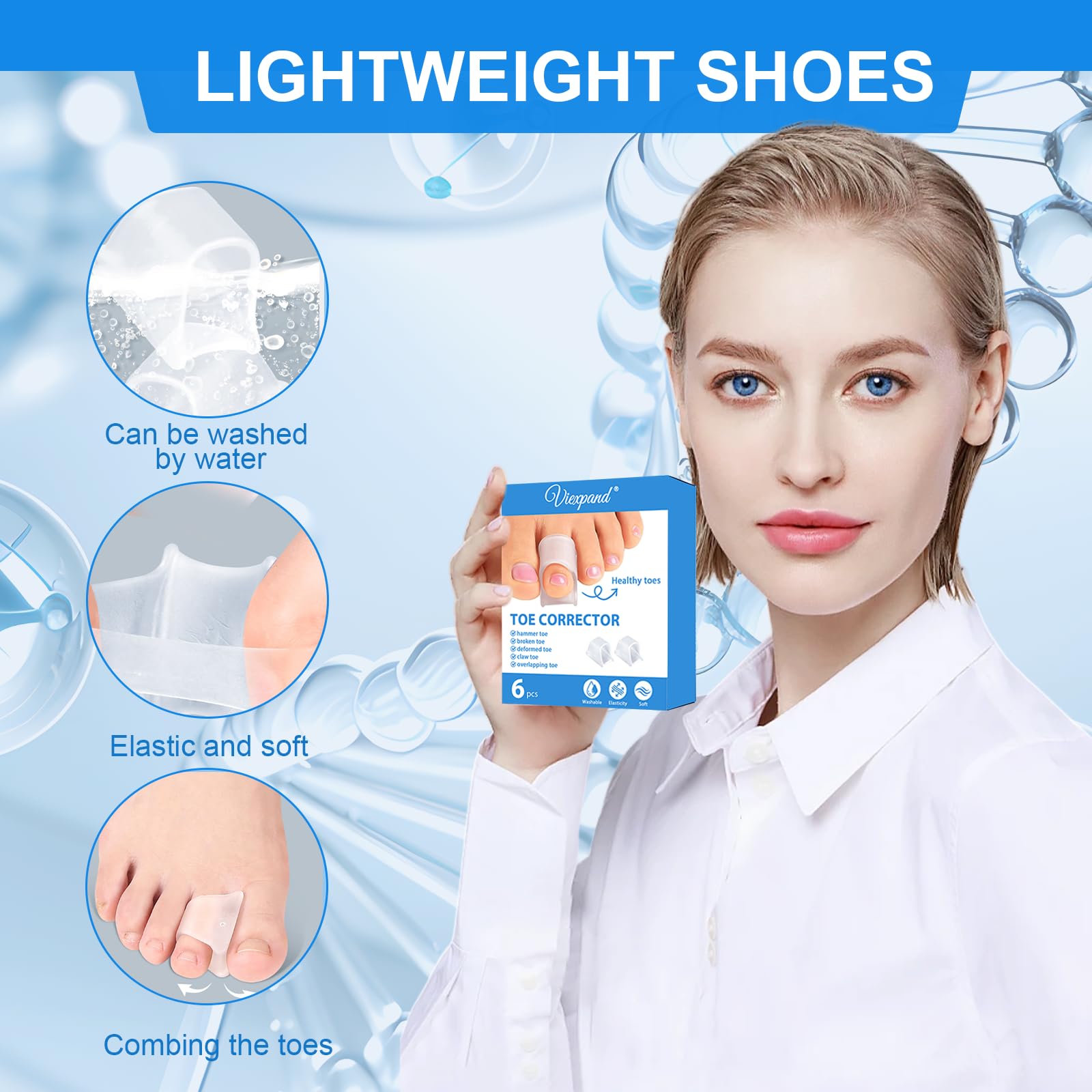 3 Diverse Dimensioni Correttore per Dita dei Piedi a Martello,Toe Splints Realign Bent, Si Adatta Alle Dita dei Piedi Senza Cadere,Hammertoe Corrector per Donne e Uomini,Morbido(Trasparente)