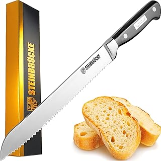 Sponsored Ad - Serrated Bread knife 10 inch - Ultra sharp Bread Slicing Knife Forged from German Stainless Steel 5Cr15Mov,...