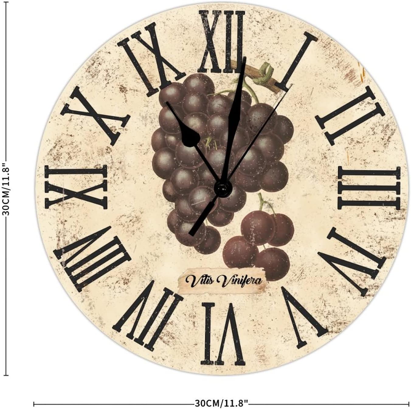 Vintage Kitchen Wall Clock, 12 Inch, French Paris Style, Silent Quartz Movement, Easy Installation, Battery Operated, Perfect for Living Room, Bedroom, Office