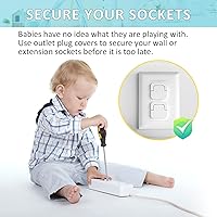 Vista 2 de Paquete de 32 fundas para enchufes a prueba de bebés, 3 puntas con mango oculto en U para enchufes eléctricos, protectores de enchufes a prueba