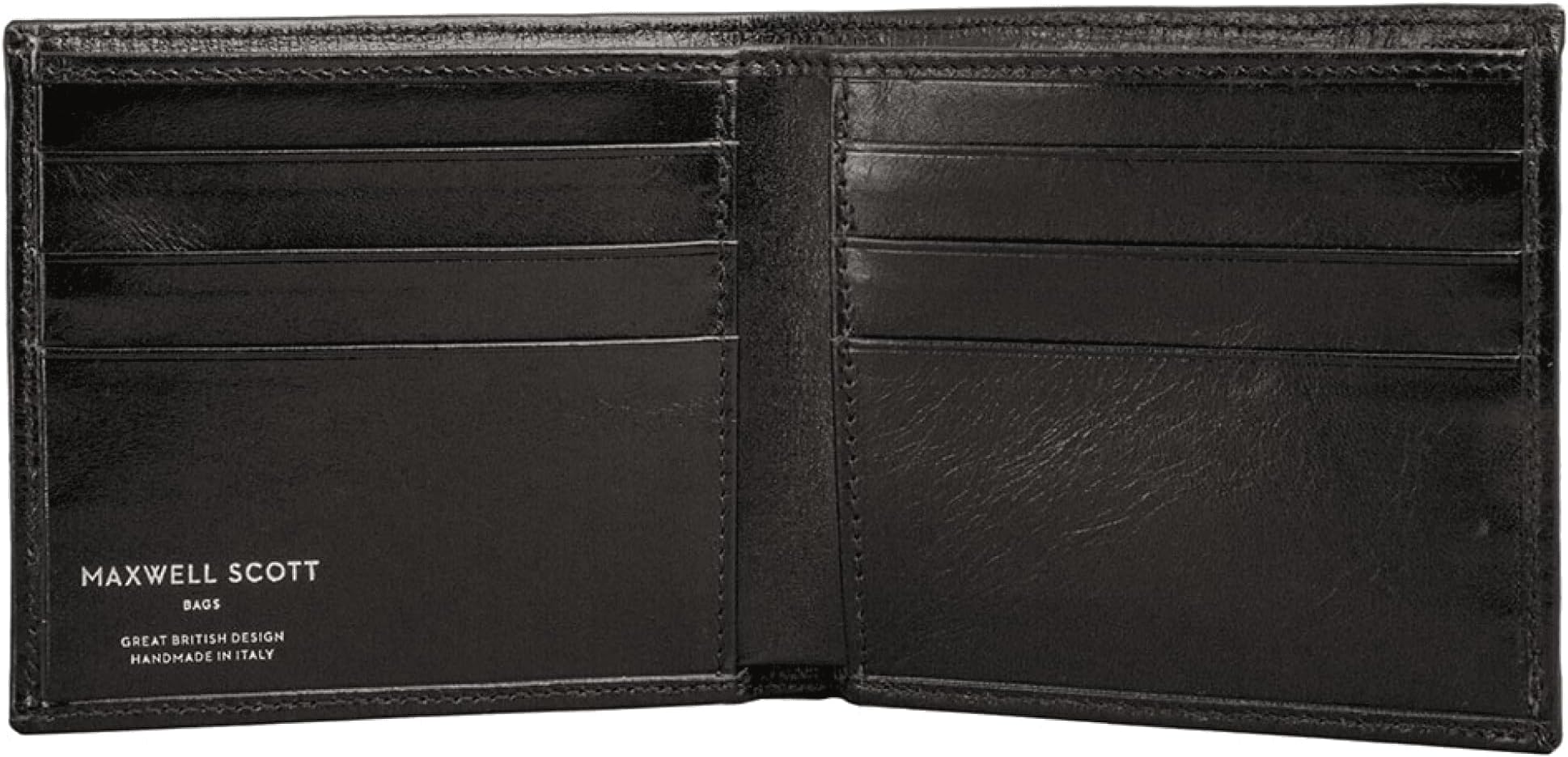 Maxwell Scott - Personalized Mens Classic Luxury Leather Bifold Card Wallet Billfold - The Vittore - Black