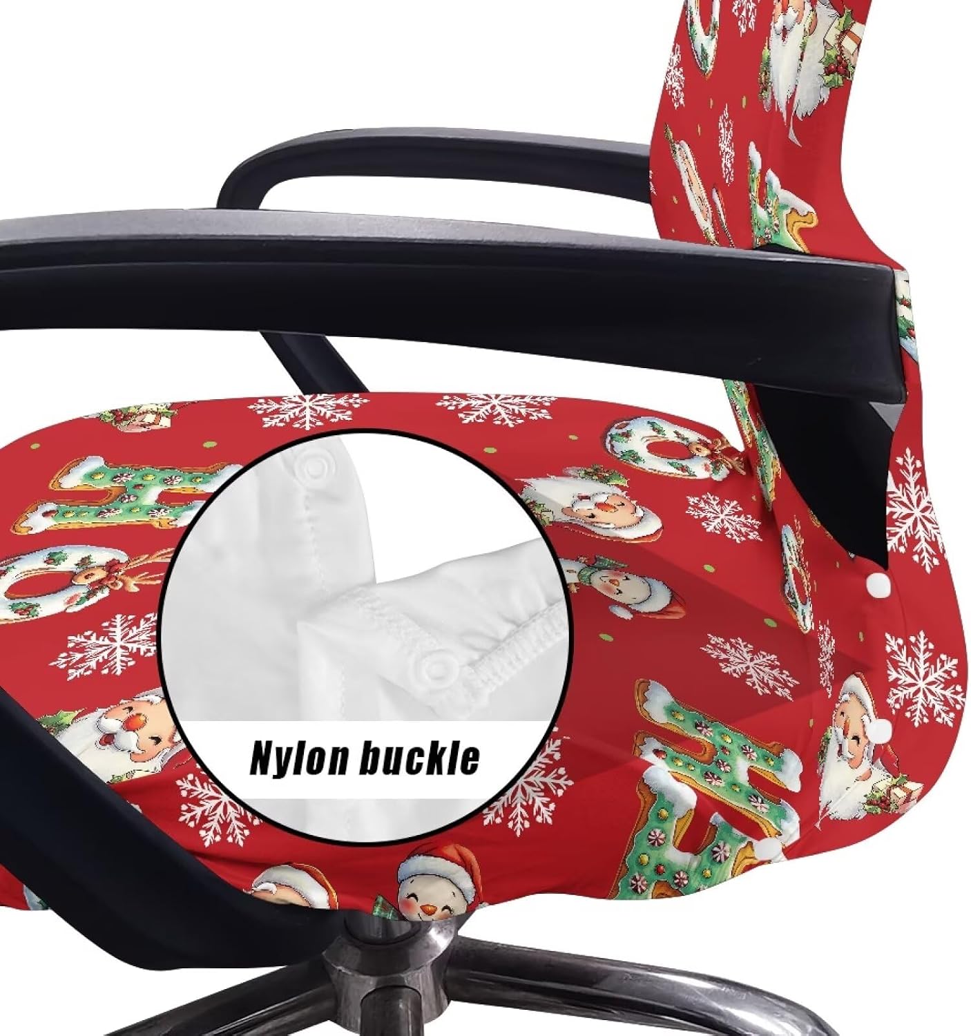 Wanyint Ho Ho Ho Santa Claus Snowman Red Office Chair Cover Stretchable Desk Chair Protector Non-Slip Computer Office Chair Slipcover Washable with Elastic Bottom Christmas Home Decor, S