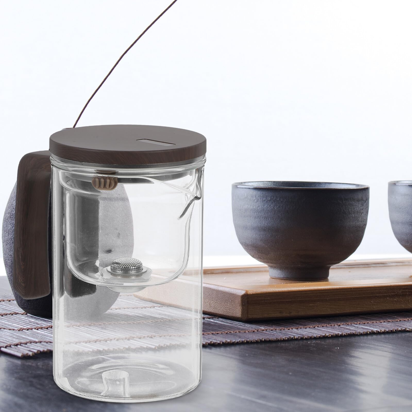 Glas teekanne mit Abnehmbarem Edelstahlsieb Heißer Tee Karaffe mit Tee Filter für Losen Tee Handgefertigter Teebereiter für Erwachsene Stilvoller Teeglas genuss Heiß und Kalt