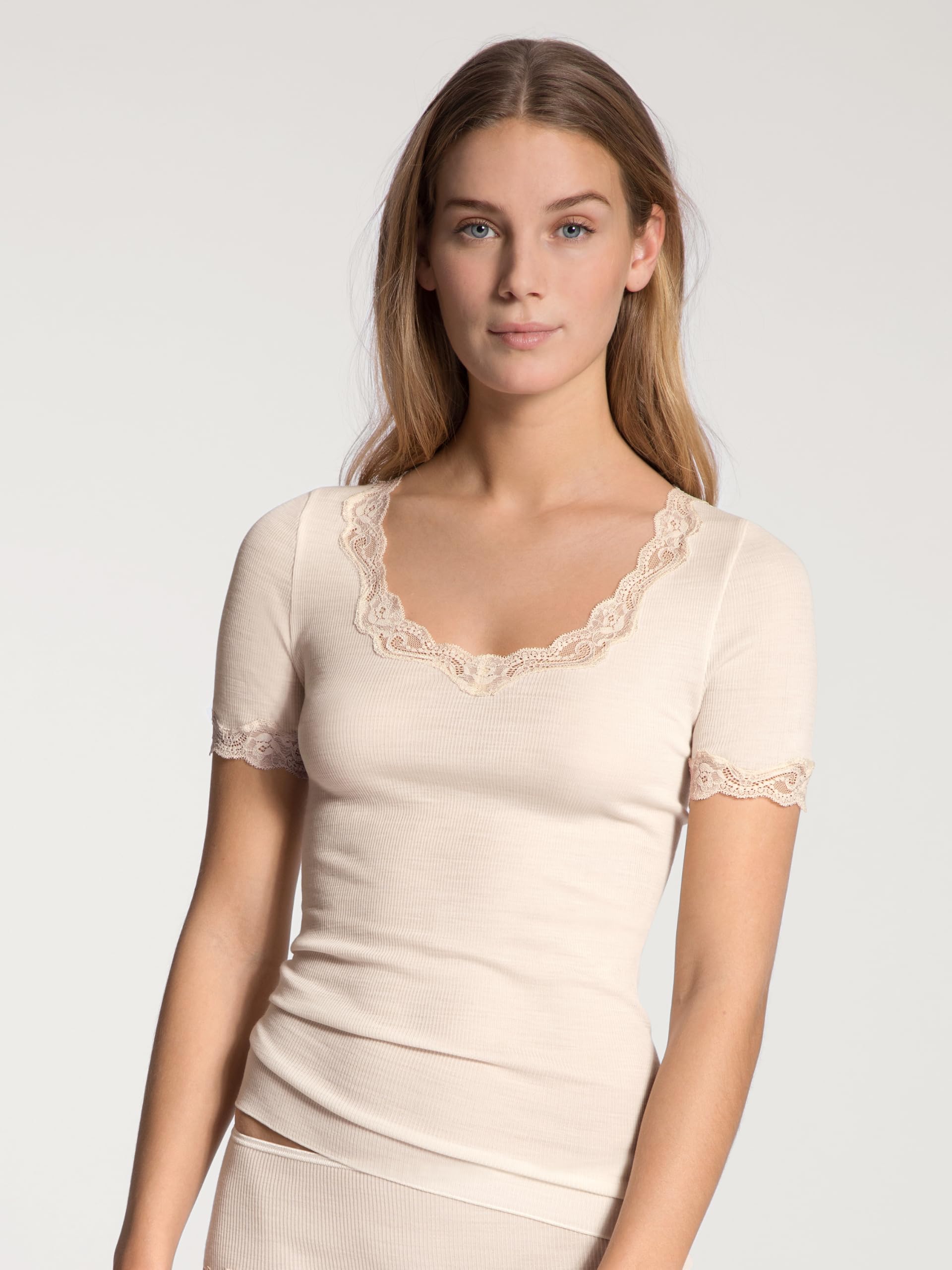 CALIDA Top Manches Courtes Richesse Lace Laine & Soie