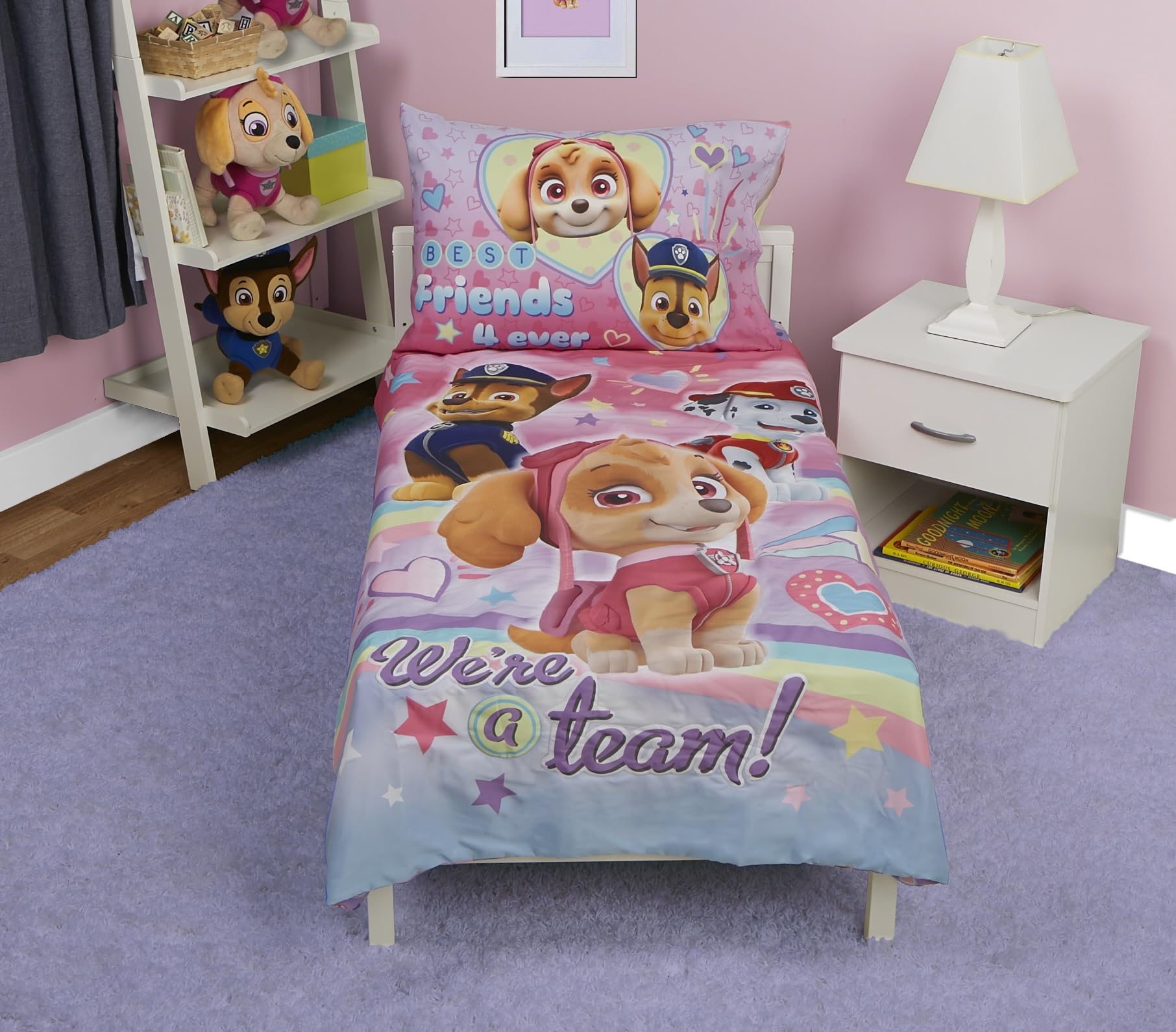 Photo 1 of Paw Patrol Skye We're A Team 4 Piece Toddler Bedding Set - Includes Comforter, Sheet Set - Fitted + Top Sheet + Reversible Pillow Case for Girls Bed, Pink
