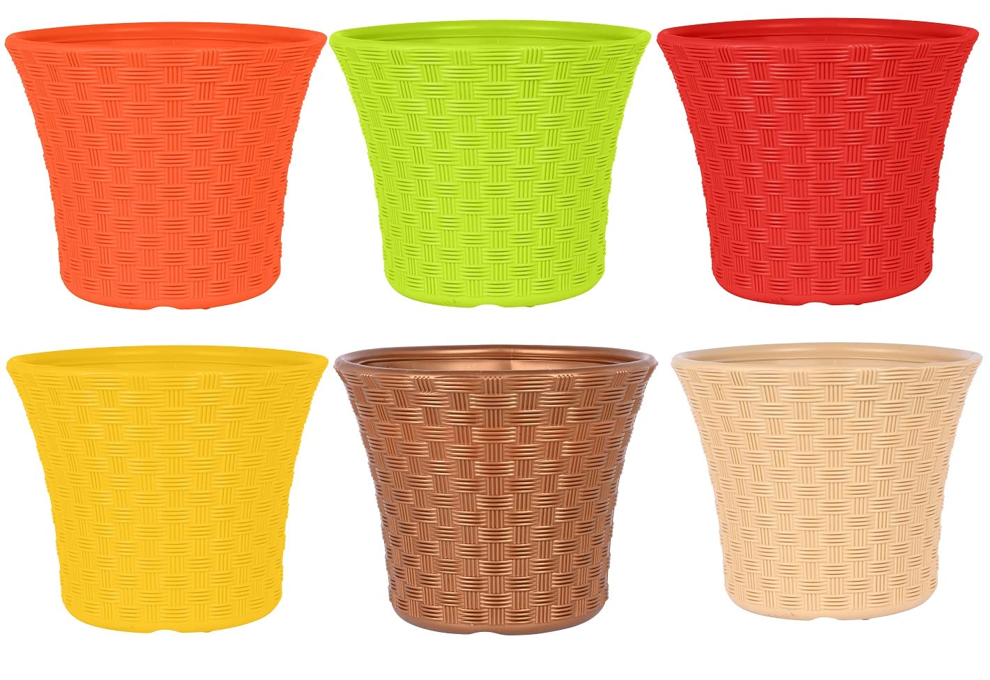 Appeasy Rattan Pot Plastic Pot Planters for Home Office Gardens Indoor Outdoor | Plastic Flower Pot for Home Office Balcony Décor Garden (Pack of 6) (B0B984QW4K) Amazon Price History, Amazon Price Tracker