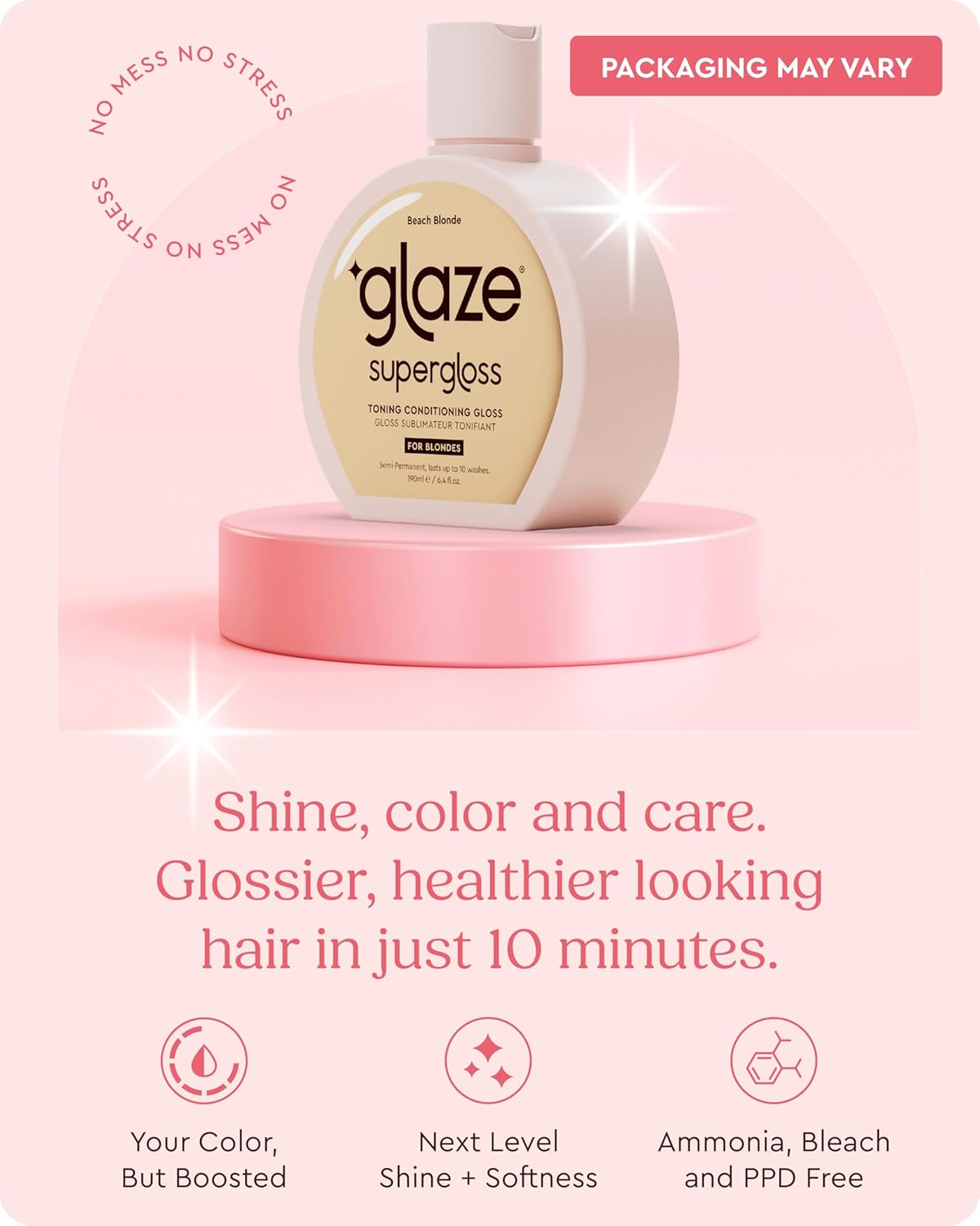 Glaze Supergloss Color Conditioning Gloss With Dispensing Pump – Hydrating Semi-Permanent Color Hair Gloss & Shine Boost – For Medium to Dark Blonde Hair – 6.4 Fl Oz - Warm Blonde - Image 3