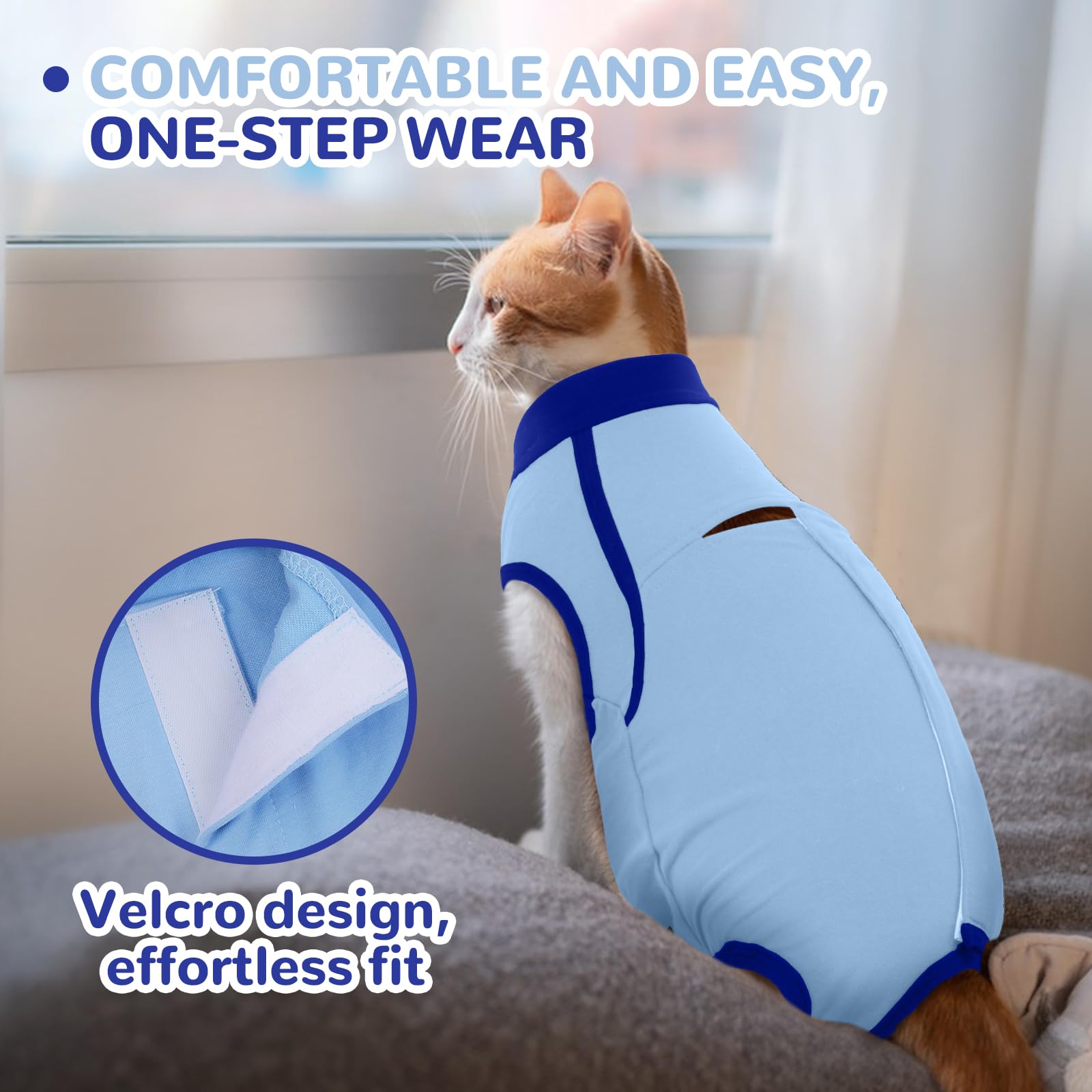 Hjyokuso Body Chat Post Operatoire Femelle/Male M, Body Pour Chat Après Stérilisation, Vetement Chat Anti Lechage, Body Pour Chat Anti Grattage, Gilet De Récupération De Chat, Collier E Alternative