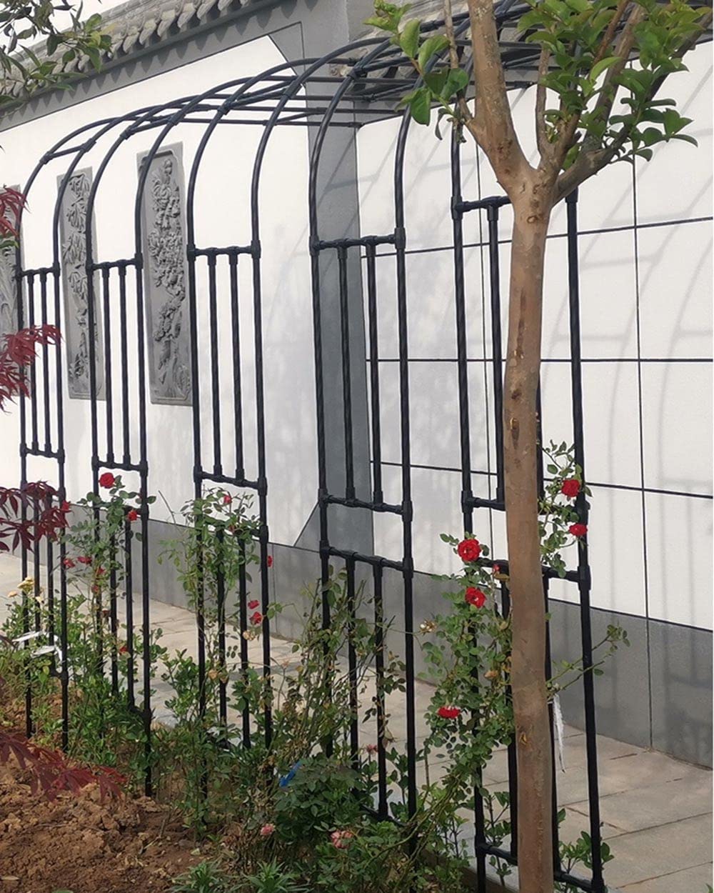 Treillis de jardin en métal pour décoration murale, tonnelle intérieure et extérieure, 60 à 300 cm de large, support pour plantes grimpantes, arche de jardin élégante, parfait pour les vignes et les