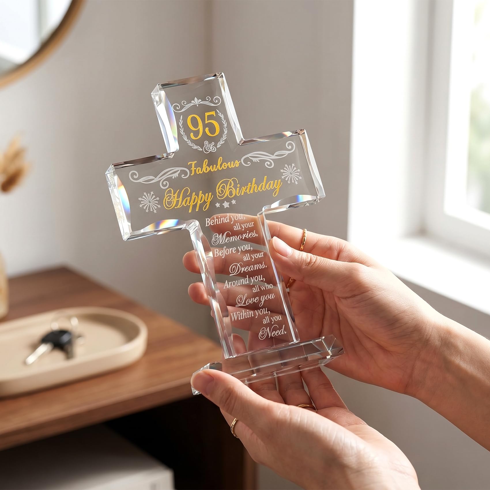 Amazon.com: 95th Birthday Religious Crystal Standing Cross, 95