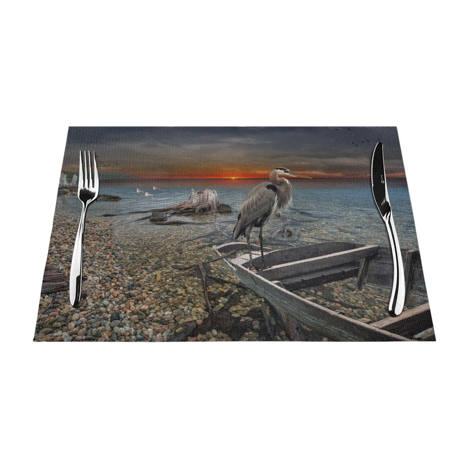 Set de table thermorésistant mouette pour repas de jardin en lot de 4