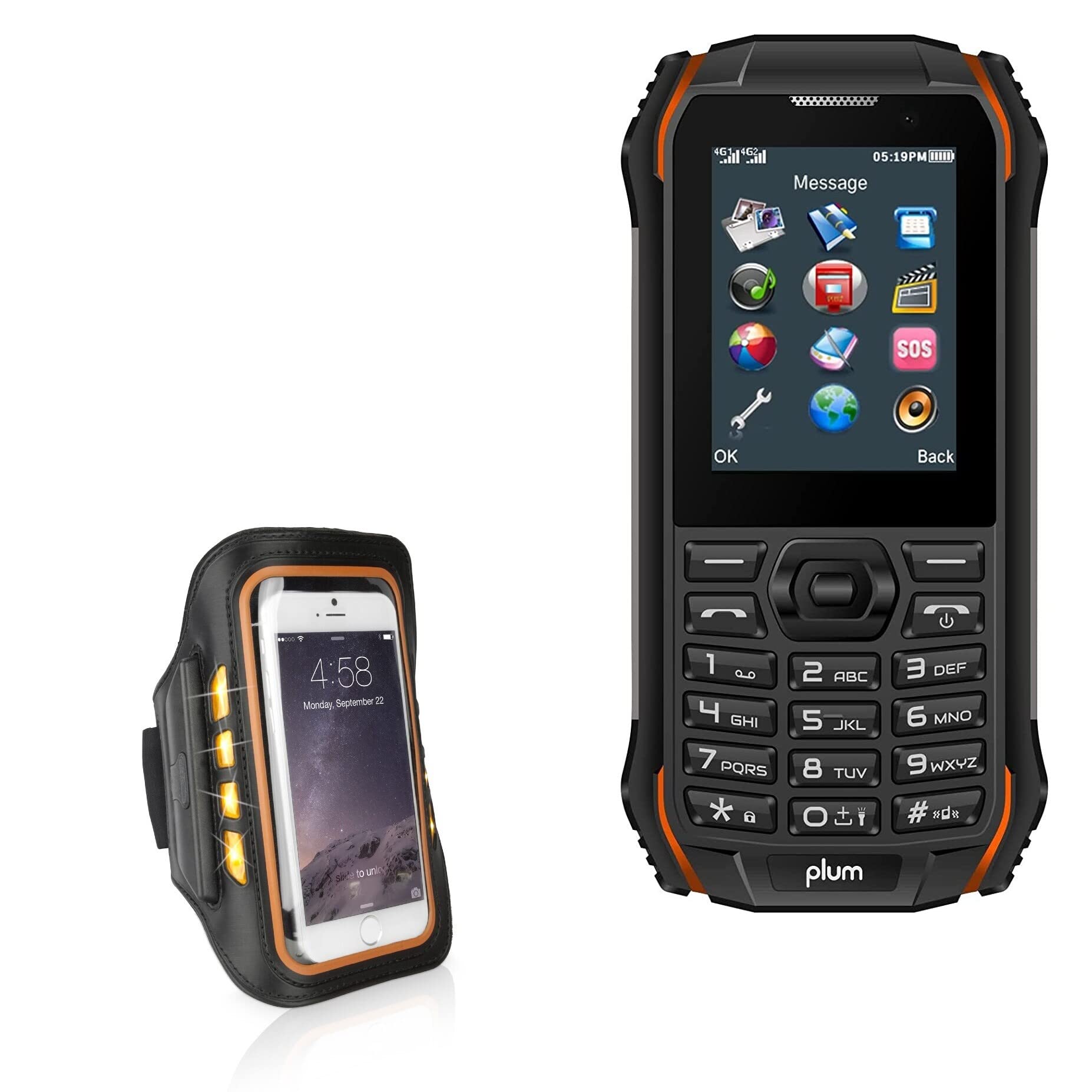 BoxWave Case Compatible with Plum Ram 10 (Case JogBrite Sports Armband, High Visibility Safety Light LED Runners Armband for Plum Ram 10 - Bold Orange