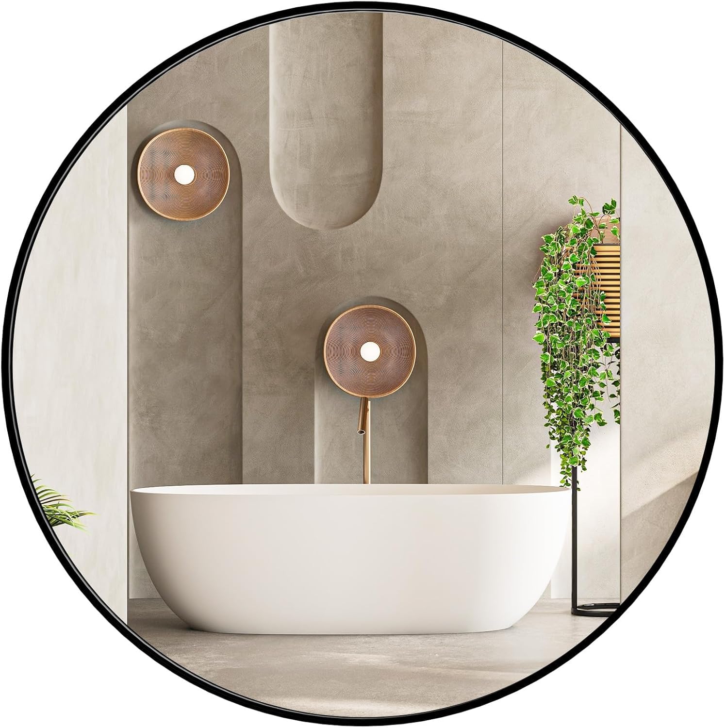 Sweetcrispy 30in Round Bathroom Mirrors for Wall, Bathroom Mirrors for Over Sink, Wall Decor for Bathroom, Entryway, Bedroom, Vanity, Classical Black