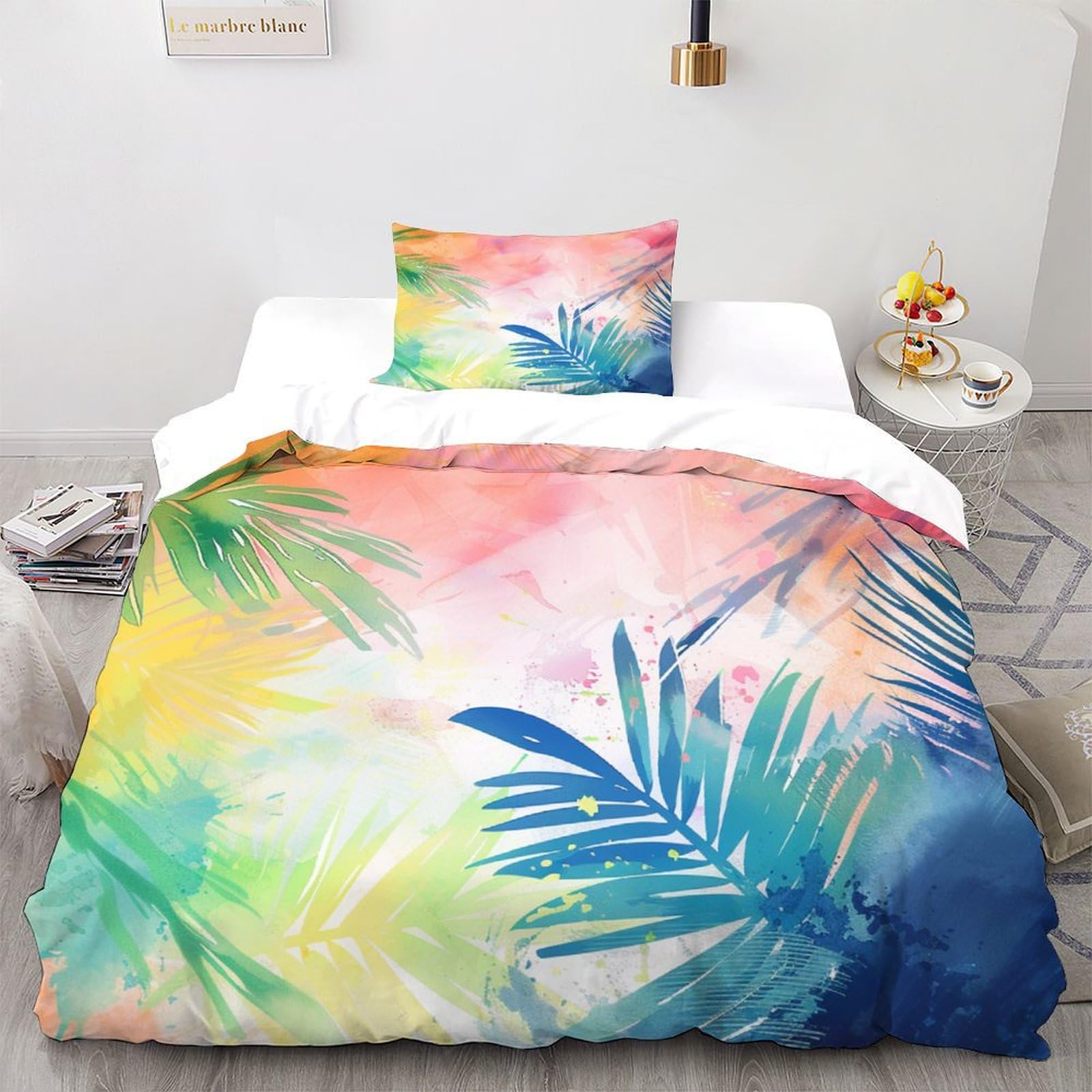 Housse de couette palmier anti-plis et douce pour éliminer la corvée de repassage du lit