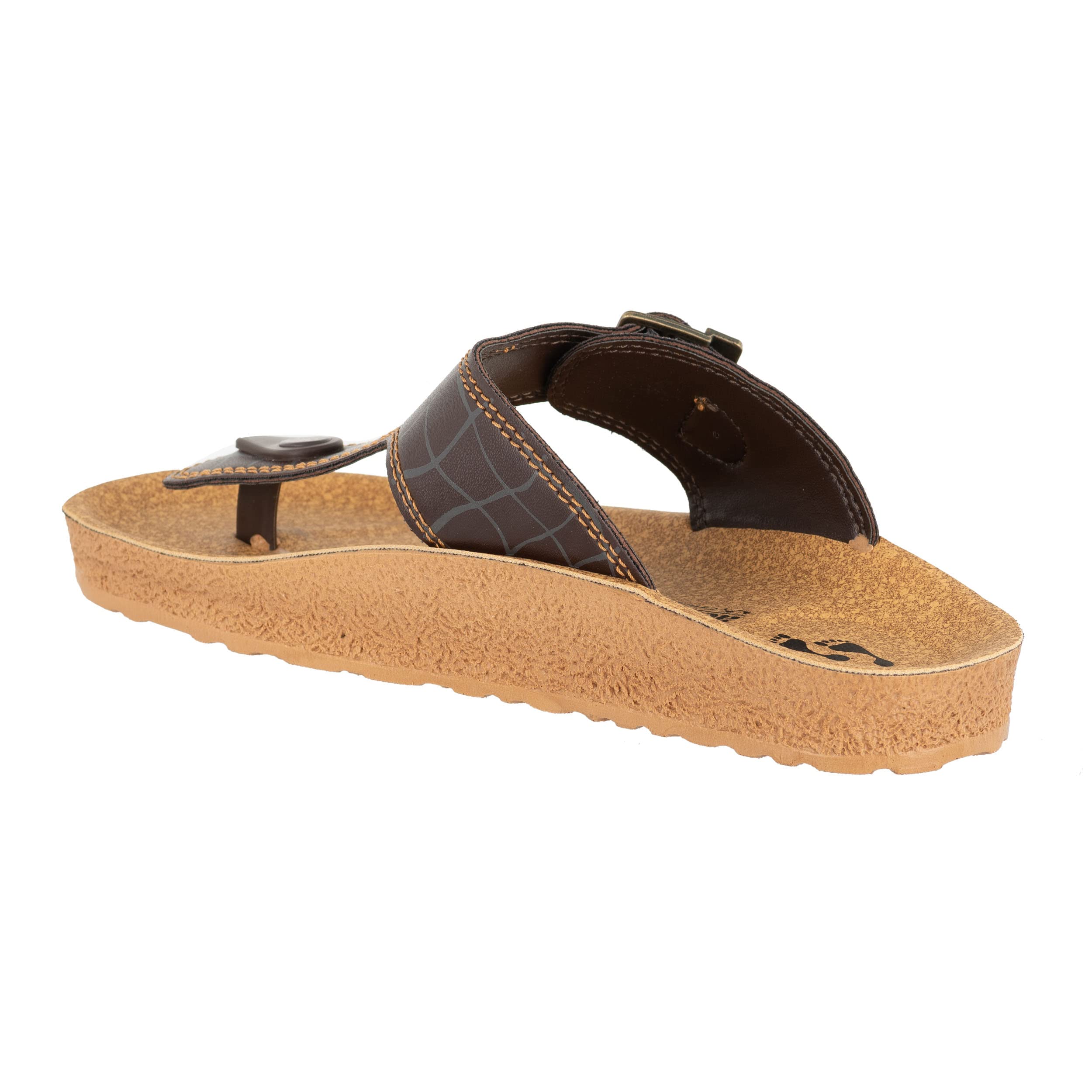 AEROWALK Stylish T-Shape Fashion Sandal/Slipper for Men | Comfortable | Lightweight | Anti Skid | Casual Office Footwear (KC12_DK. BROWN_41) 2