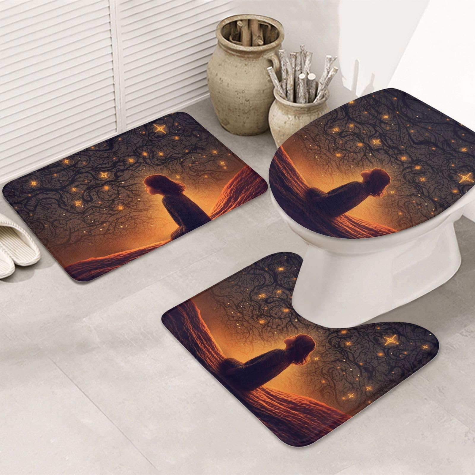 Tapis de bain antidérapant lot de 3 absorbant pour sécuriser le sol humide