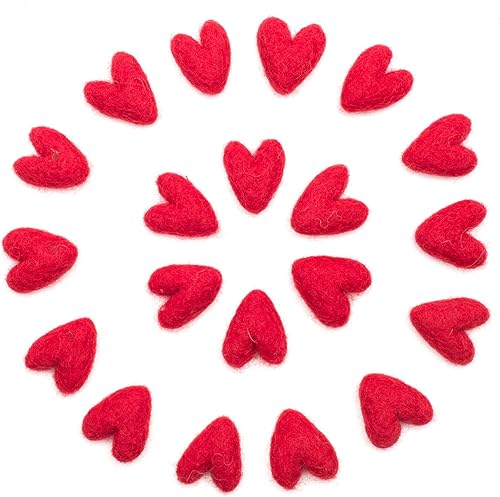 Miniatura 1 de Glaciart One Corazones de fieltro rojo de 0.8 pulgadas (20 piezas) - Fieltro de aguja - Fieltro de aguja y aceites esenciales listos - Hecho a mano