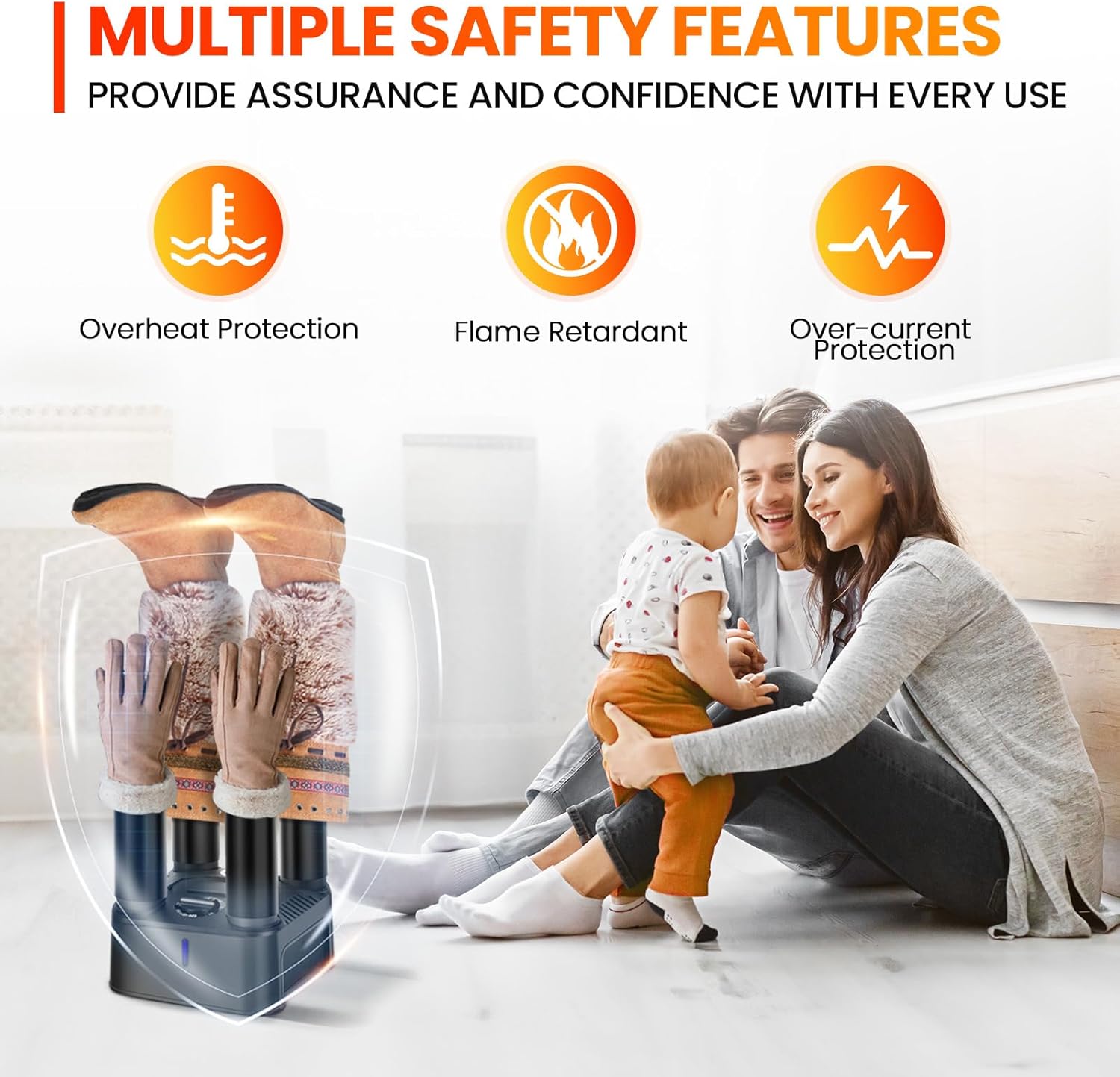 TRUSTECH Greenhouse Heater & Boot Dryer Bundle: 1500W Digital Thermostat Electric Heater for Grow Tents & Timer-Controlled Shoe Dryer Warmer with Detachable Racks, for Garage, Workplace, Ski Gear, Ind