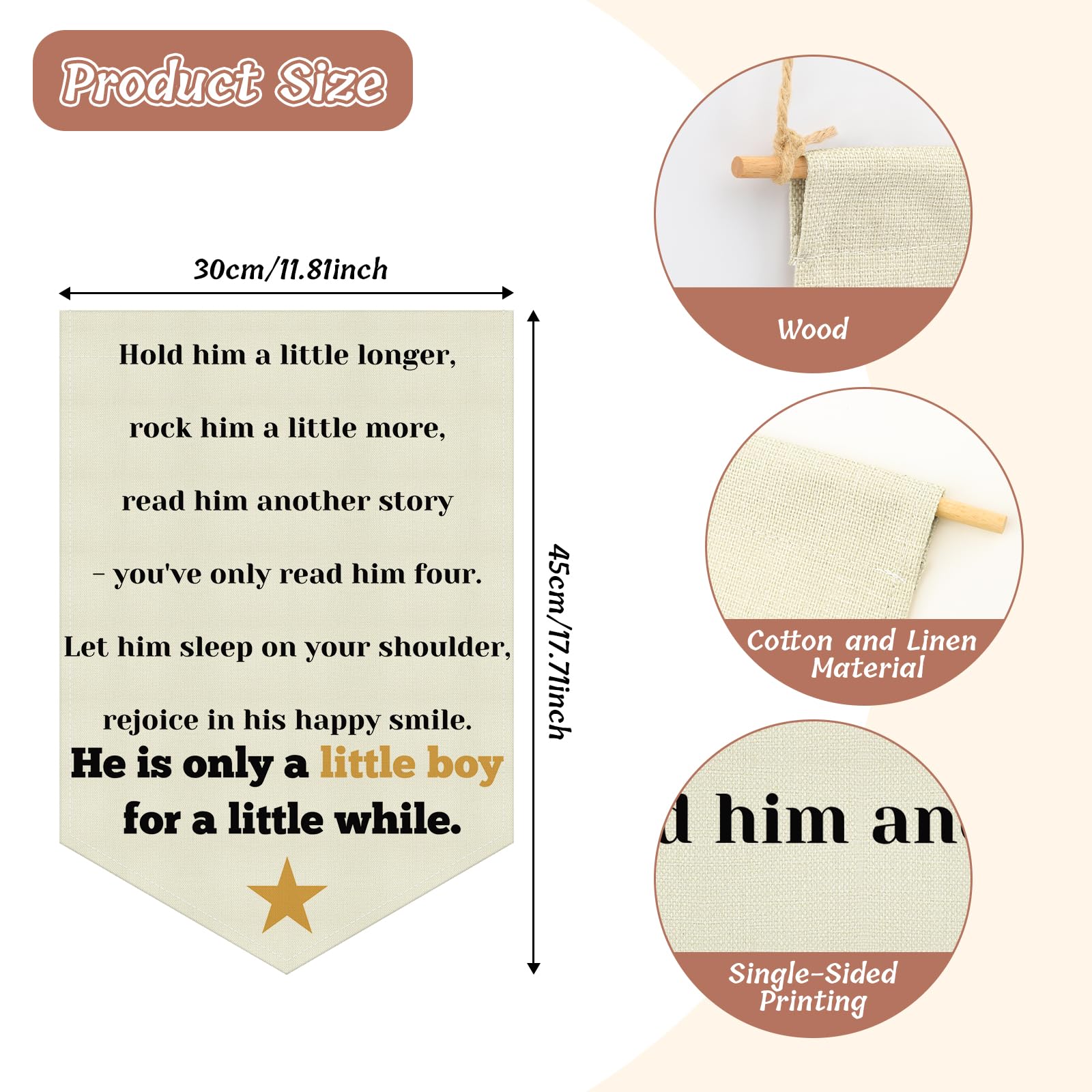 Nursery Wall Banner Baby Shower Gifts for Boys Hanging Pennant Flag Banner for Playroom Nursery Bedroom Game Room Front Door Kids Room Decor Baby Boy Wall Sign Decor Christmas Birthday Gifts Linen