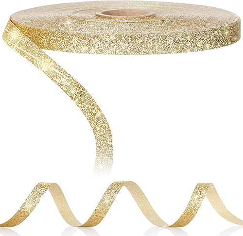 Cinta con purpurina con borde con alambre, impermeable, guirnalda de cinta brillante para regalos, tarjetas, manualidades, coronas, vacaciones,