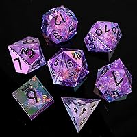 Vista 12 de DND Juego de dados de metal, UBEUCK 7 piezas de dados de metal DND para cajas de juegos de mesa de Calabozos y Dragones (equipo de bronce)