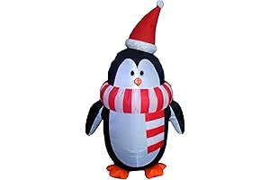 4 Foot Tall Lighted Christmas Inflatable Cute Penguin with Scarf Outdoor Holiday...