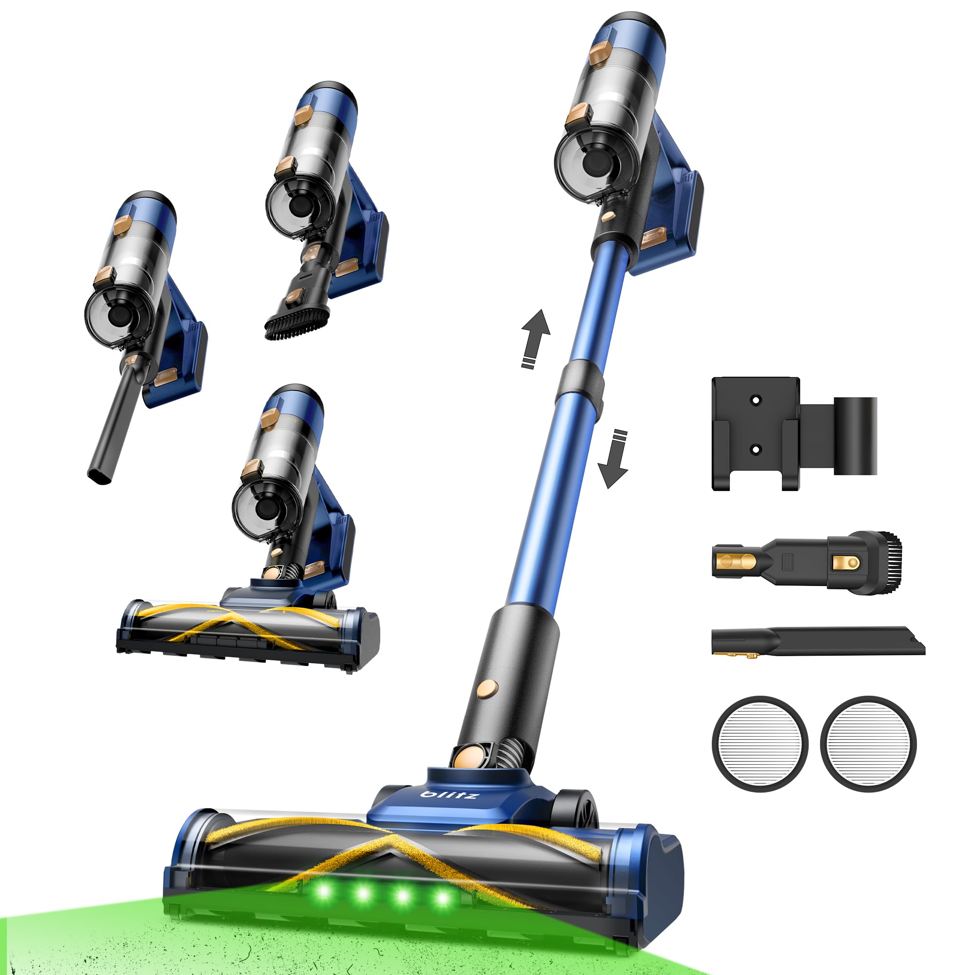 Vexilar V12 Cordless Vacuum Cleaner, 50KPa Suction, 50Mins Detachable Battery, Lightweight Cordless Vacuum with Anti-Tangle, LED Touchscreen, GreenEye Tech, For Hardfloor, Carpet, Sofa and Pet Hair