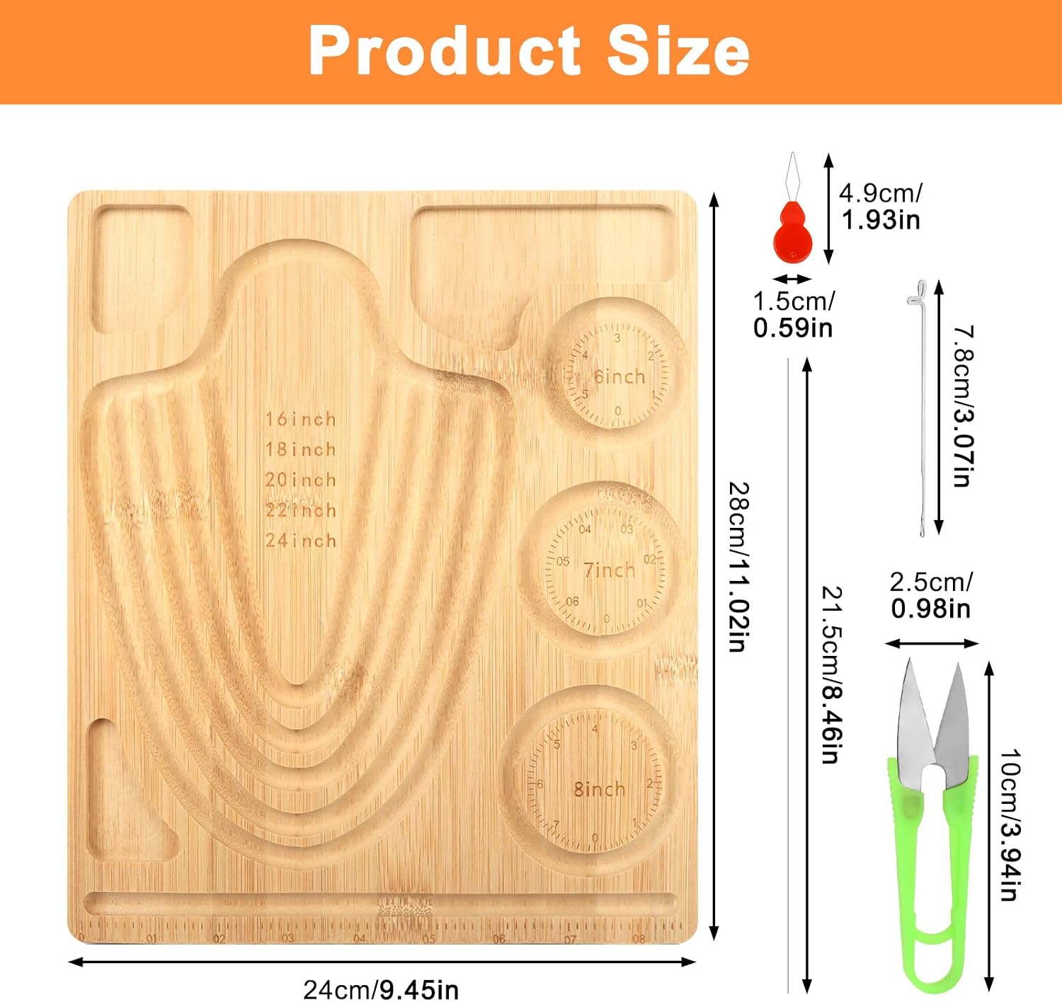 QIVARONZEL Bead Board for Jewelry Making, Bamboo Beading Tray for Making Bracelet & Necklace, Bracelet Board with Tools and Multi Size Grooves for DIY, 11×9.45 inch