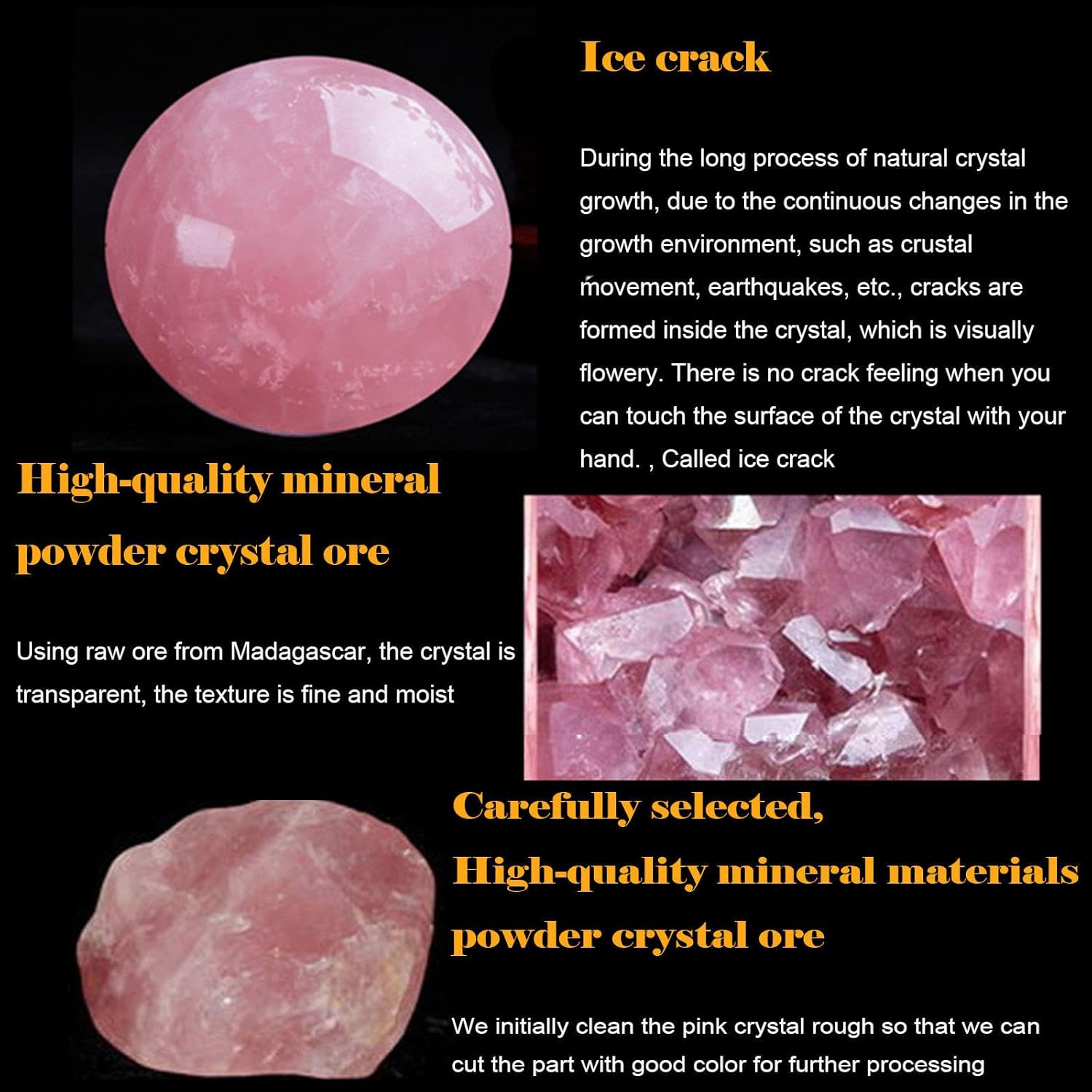 Rose Quartz Crystal Sphere Ball Rock Crystal Quartz Gemstone Sphere Ball with Stand Divination Sphere Figurines Statues for Home Decoration,Diameter6cm/2.4"