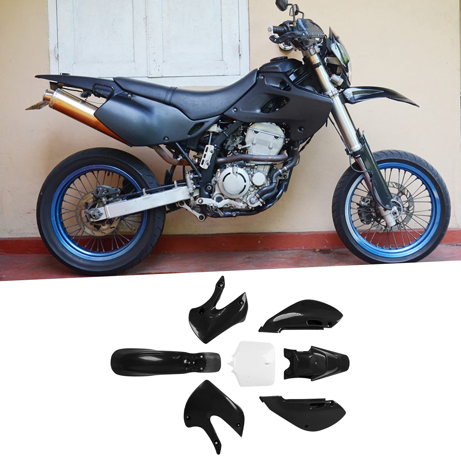 Alomejor Kit de Carenado de Guardabarros de Motocicleta, Cubierta de Tanque de de Plástico, Carenado de Cuerpo de Repuesto para KLX110 KX65 DRZ110 RM65 para Motociclistas de Suciedad, Protección