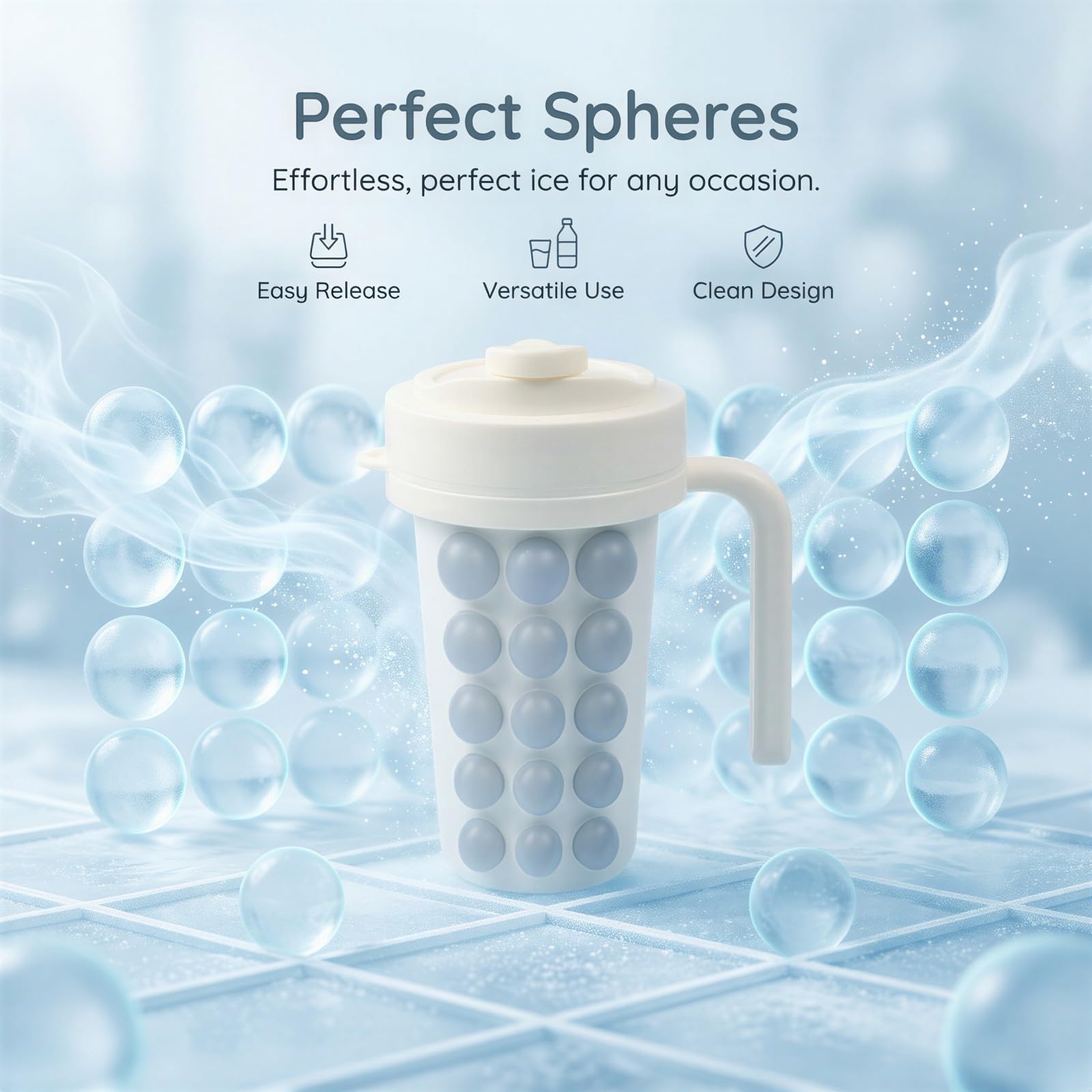Eiswürfelbecher, flexible Form mit rundem Griff, tragbarer Cocktail-Eisbereiter für Whiskey, Tee und Kaffee, Becher im Bubble Design für gekühlte Getränke, für Zuhause, Outdoor, Camping und Party