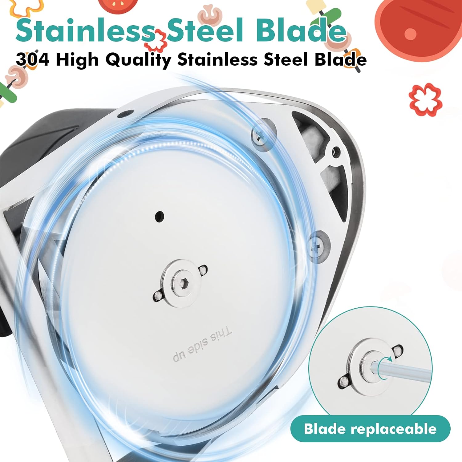 Electric Slicer, Adjustable Thickness, Made of Stainless Steel, Suitable for Restaurants, Portable Rotary Meat Slicer.