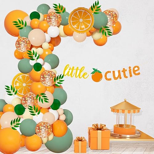 Miniatura 4 de Little Cutie - Globos decorativos para baby shower, kit de guirnalda de globos naranjas, banderines de sauce para decoración de fiesta de primer
