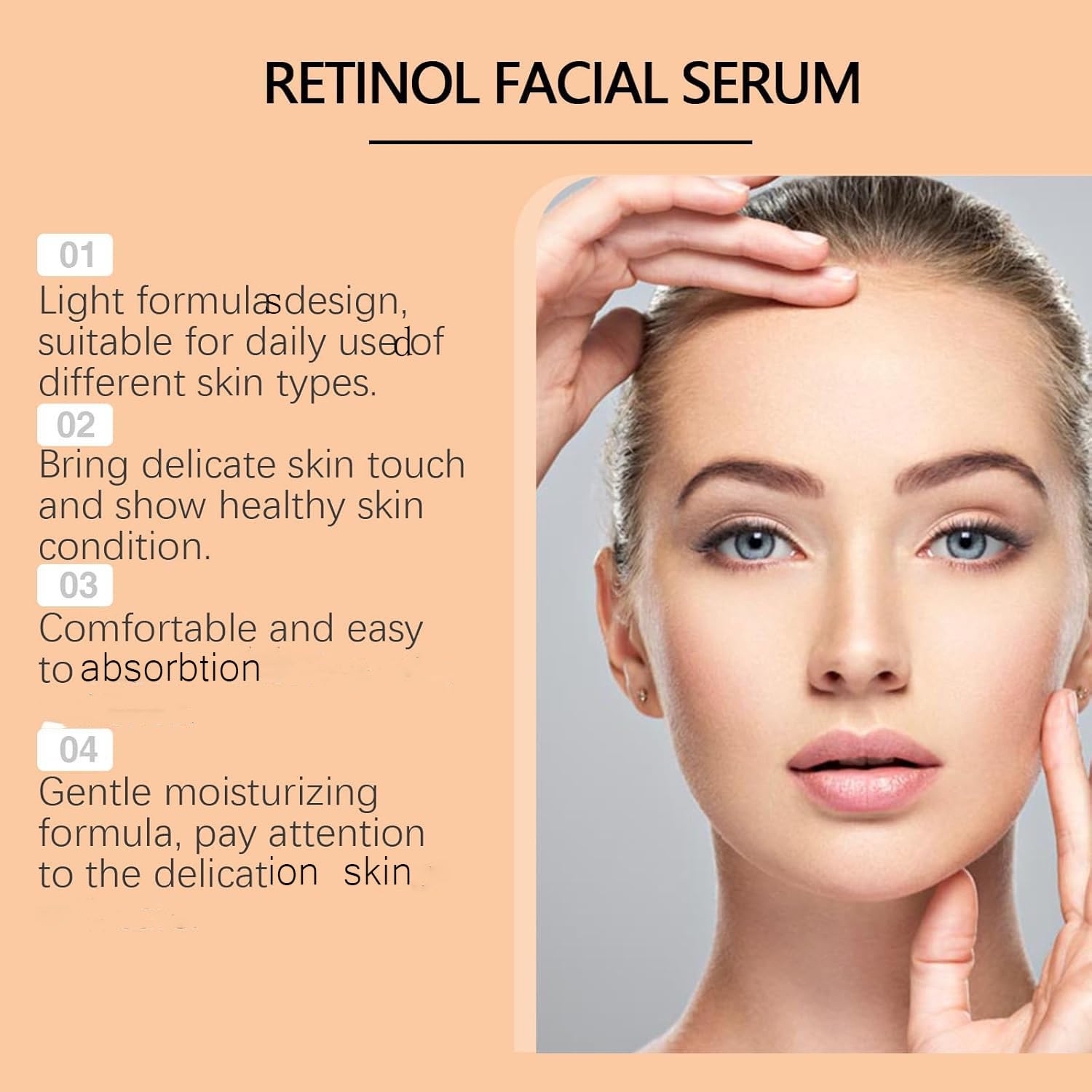 Retinolowe serum do twarzy, retinolowe przeciwstarzeniowe serum do twarzy, retinolowe serum do twarzy, retinolowe serum do twarzy, ujędrniające, nawilżające, rozjaśniające i wygładzające (6 szt.)