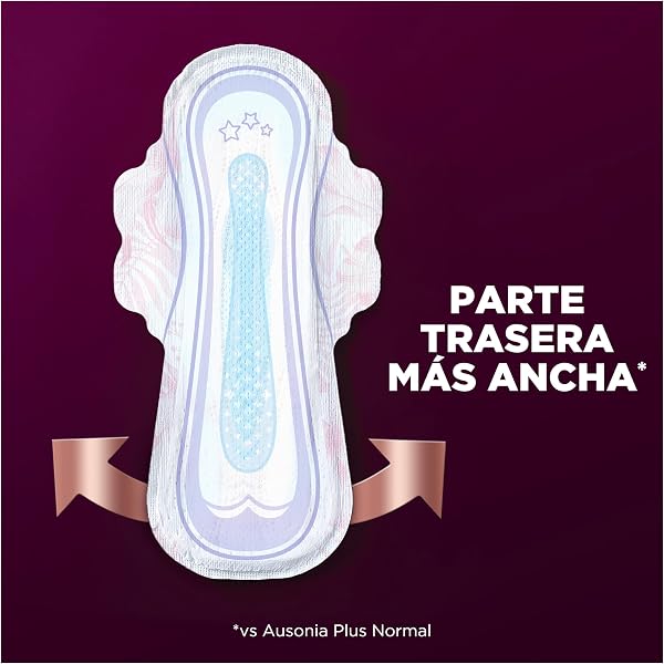 Ausonia Compresas Ultra Plus Noche Con Alas, 50 unidades, Protección Y Ligero Aroma Todo En Uno (Más Anchas En La Parte Trasera) - 3