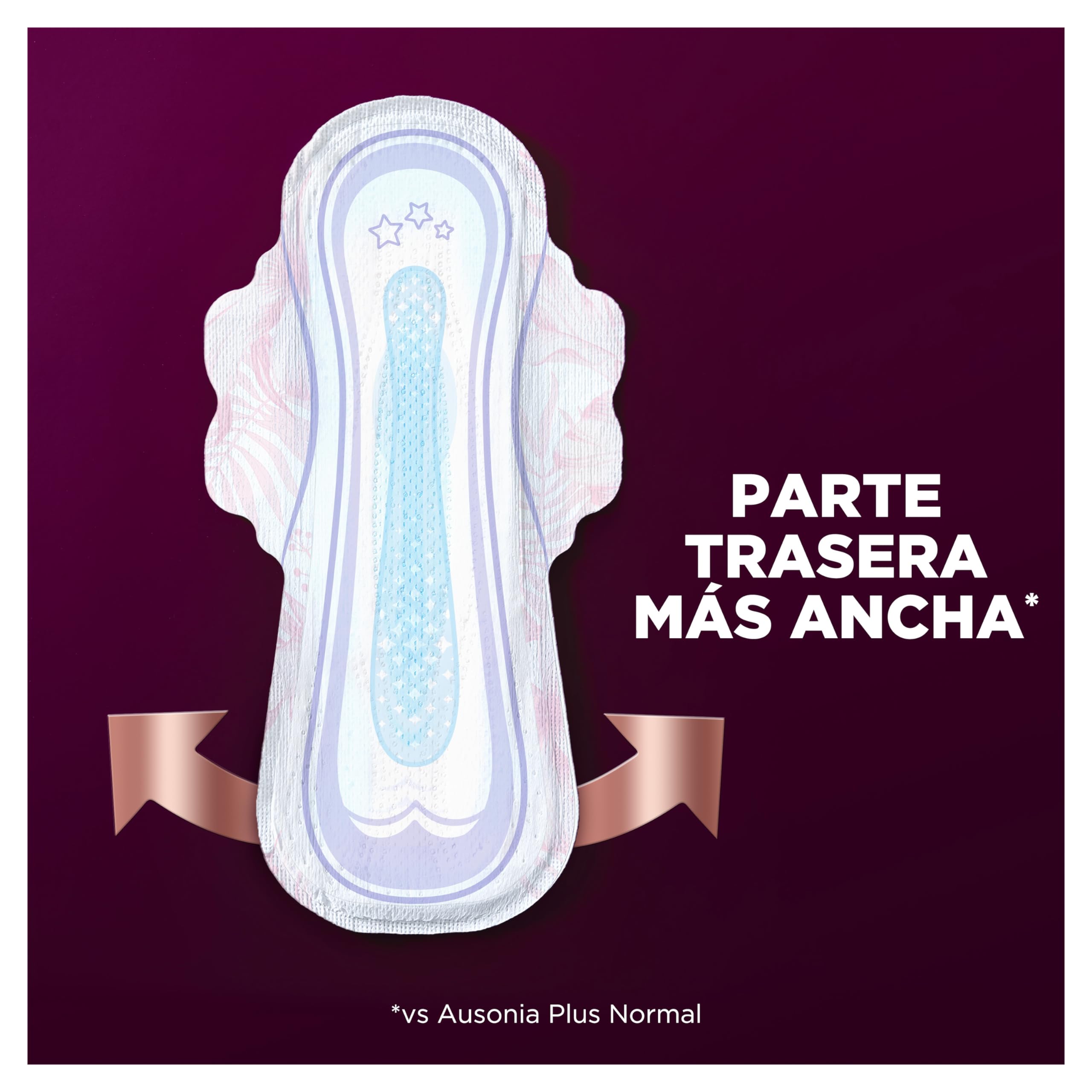 Ausonia Compresas Ultra Plus Noche Con Alas, 50 unidades, Protección Y Ligero Aroma Todo En Uno (Más Anchas En La Parte Trasera) — view 3