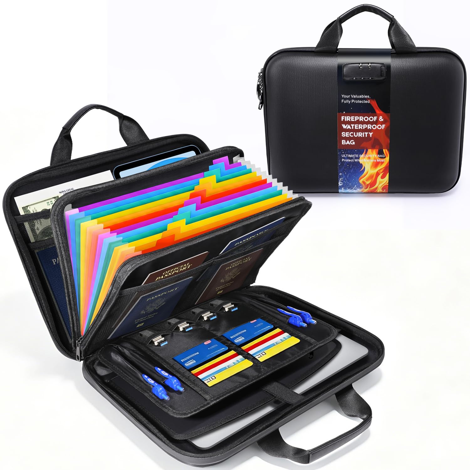 Dayear Fireproof Document Box with Lock, 2200℉ Document Storage Organizer