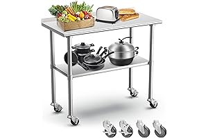 BELANITAS Kitchen Cart Stainless Steel Top