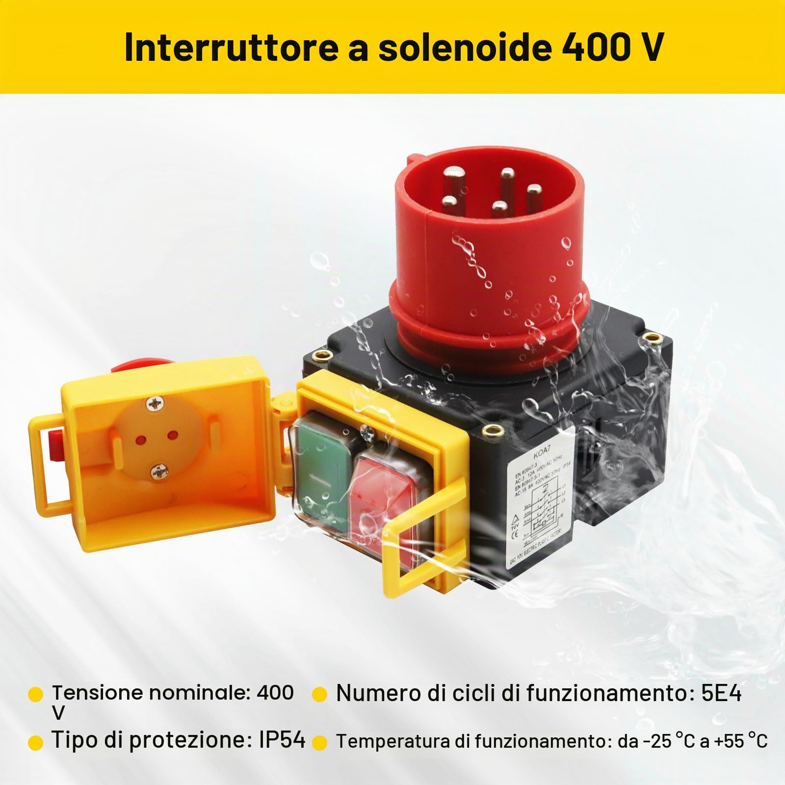 Interruttore a Macchina 400V Binghe 3 fasi 400V interruttore di emergenza, Interruttore di Sicurezza, Interruttore Elettromagnetico con spina CEE/impermeabile/commutatore di fase, Identico a KOA7