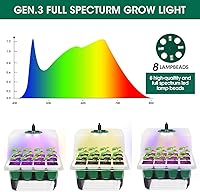 Vista 9 de Bandeja de inicio de semillas con luz de crecimiento, paquete de 5 bandejas de 60 celdas, kit de bandeja de plántulas reutilizable y apta