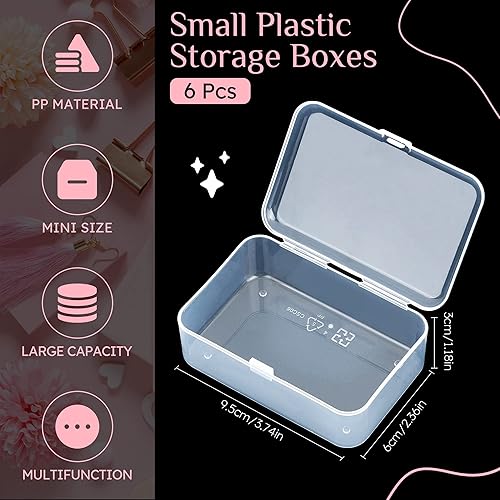 Miniatura 2 de ISKYBOB Paquete de 6 cajas rectangulares de plástico transparente con tapa para pastillas hierbas cuentas pequeñas 37 x 24 pulgadas
