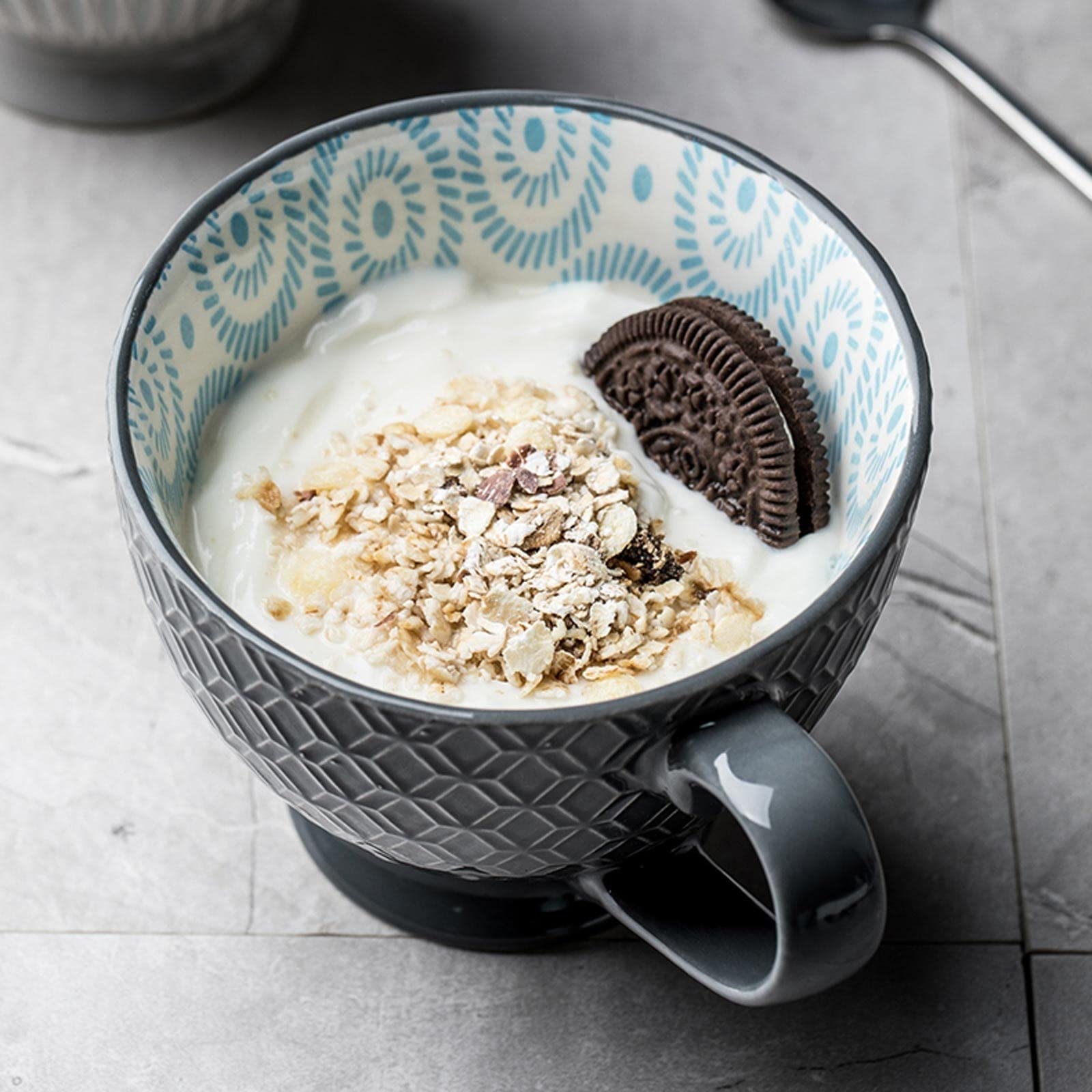 Taza de té para desayuno, taza de avena, taza de cerámica de gran calibre, taza de leche de gran capacidad, taza de café (G) (G)