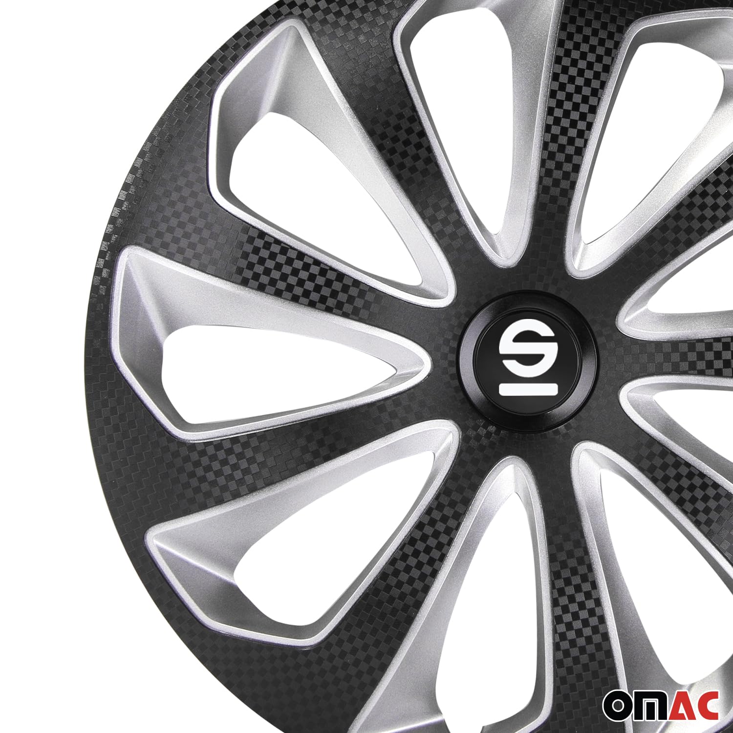Sparco Enjoliveurs Sicilia - 16-pouces - Noir/Argent/Carbone - Set de 4 pièces