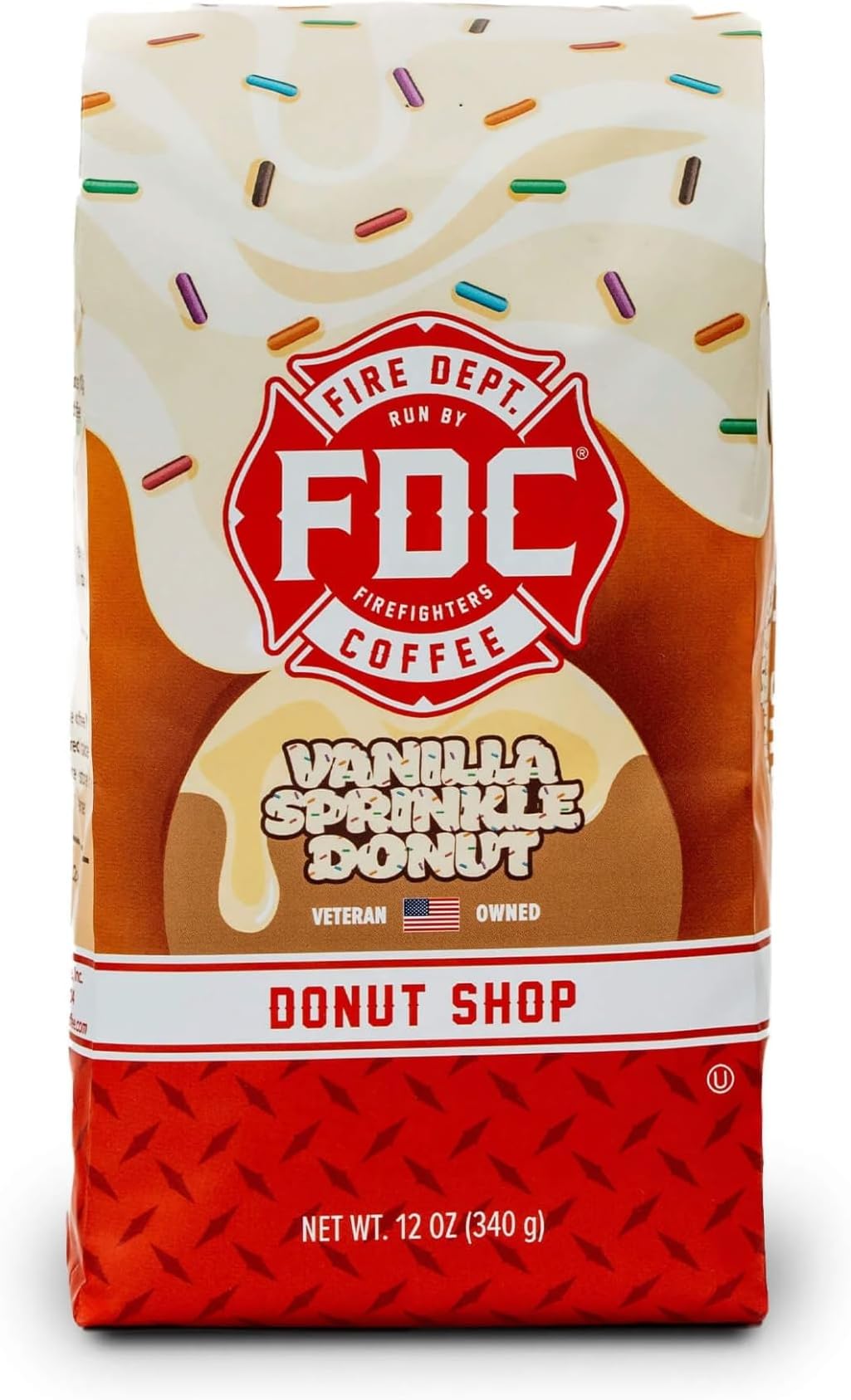 Gives Back to Firefighters - Vanilla Sprinkle Donut Ground Coffee - Medium Roast - Roasted in the USA - Veteran Owned - 12 oz