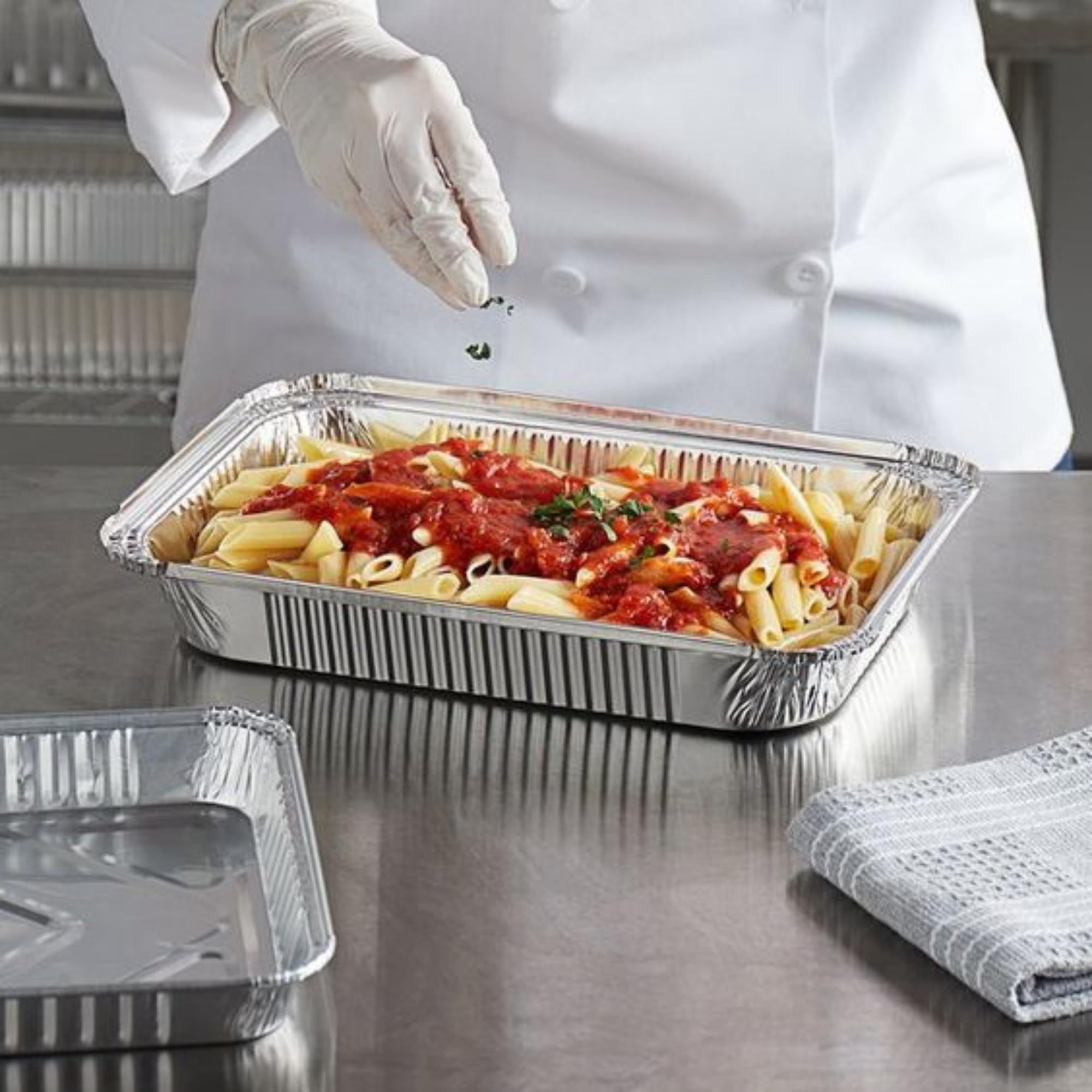 ACESA - Envases de Aluminio Desechables con Tapa – 100 bandejas de Aluminio Desechables - Bandeja para Horno - Envases aluminio desechables para alimentos - Ideales para eventos (900ml)