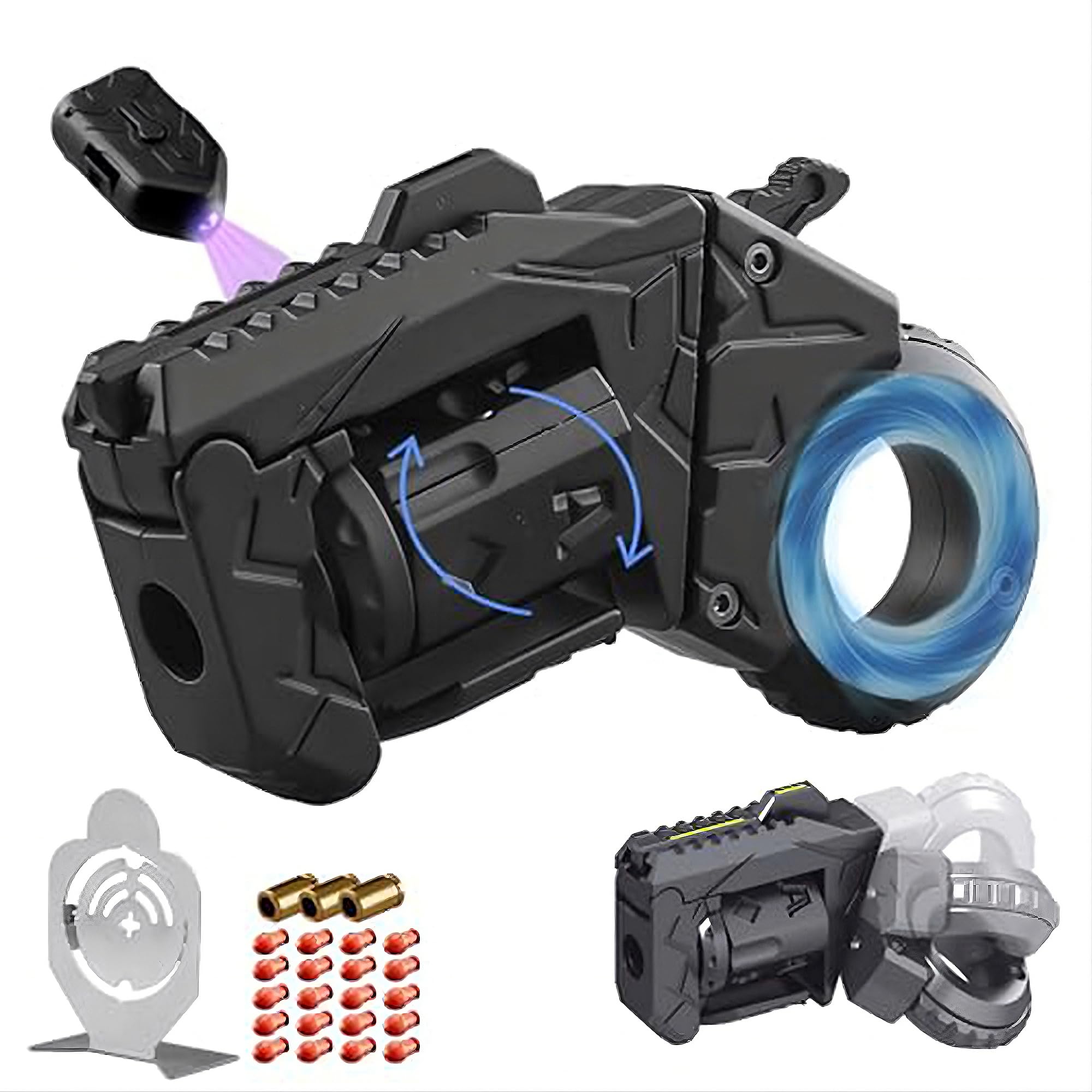 Photo 1 of Metal Fidget Gun EDC Toy - Stress Relief Spinner Fidget Toys Adults with Shell Ejection, Bullets & Target, Desk Toys for Men Women (Black)